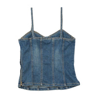 Y2K Beaded Sequin Denim Corset Tank Top