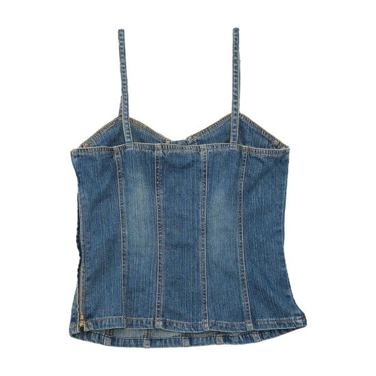 Y2K Beaded Sequin Denim Corset Tank Top