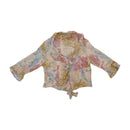 Blusa Transparente Sonia Fortuna floral com Folhos à Frente