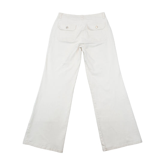 Crazy World by Biolife Vintage White Cotton Wide Leg Utility Pants
