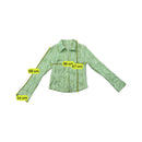 Vintage Textured Green Stripe Button Up Shirt