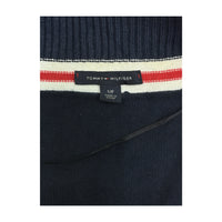 Casaco de malha Tommy Hilfiger Azul-marinho com decote em V e Acabamento às riscas vermelhas/Brancas