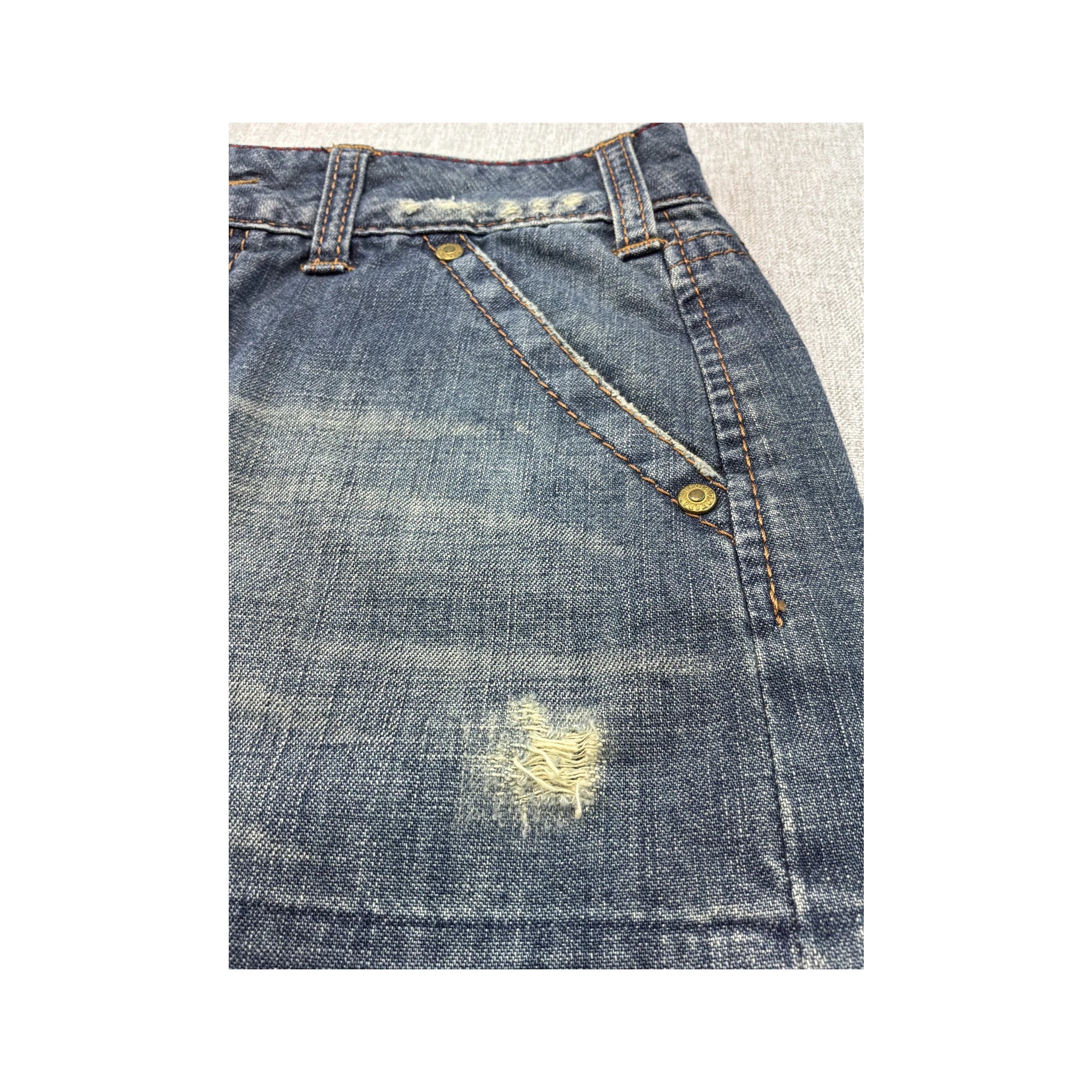 Lonsdale Distressed Denim Mini Skirt