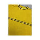 Vintage Yellow Rib Knit Striped Mock Neck Sweater
