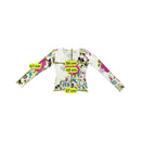 Floral Rib Knit V-Neck Button Cardigan Sweater