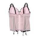 Vintage Pink Polka Dot Lace Trim Ribbon Lace-Up Bustier Tank Top