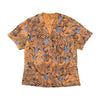 Vintage Orange & Blue Animal Print Short Sleeve Button Up Shirt