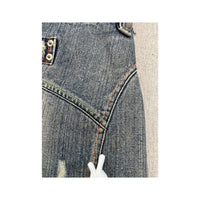 Last Girl Distressed Denim Mini Skirt
