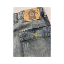 Studded Washed Denim Cargo Jeans
