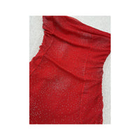 Red Glitter Tulle Strapless Bubble Hem Dress
