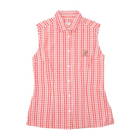 Cedarville Red Gingham Stripe Sleeveless Button-Up Shirt