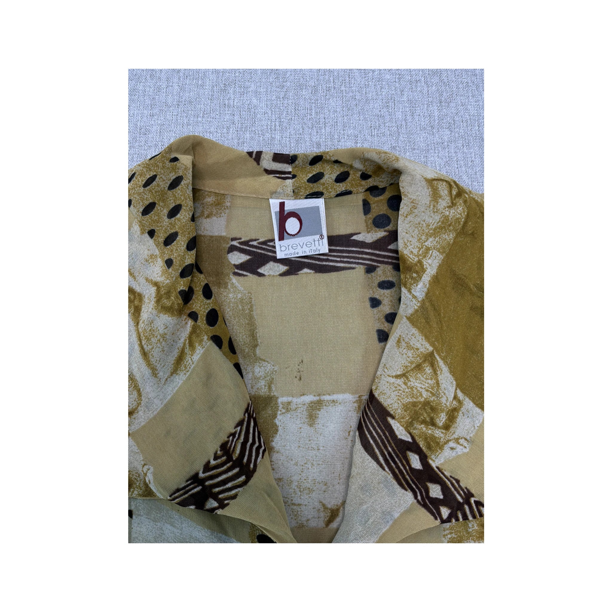 b previousti Patchwork Print Button Up Shirt