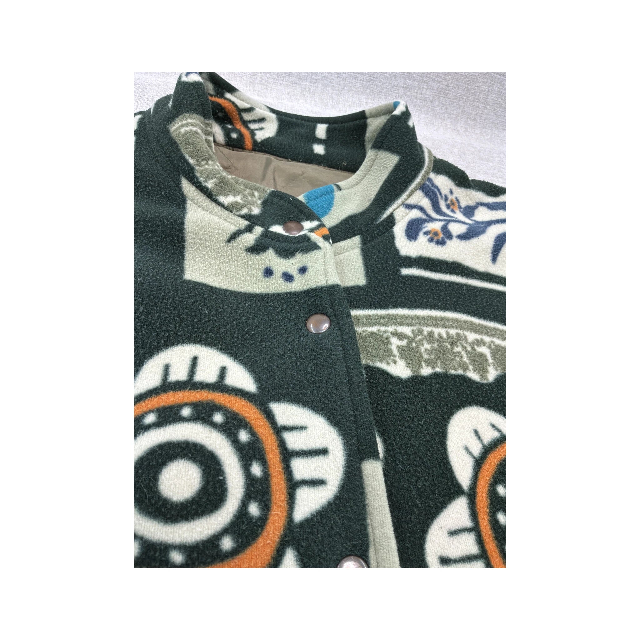 Vintage Abstract Print Fleece Jacket Made in Italy