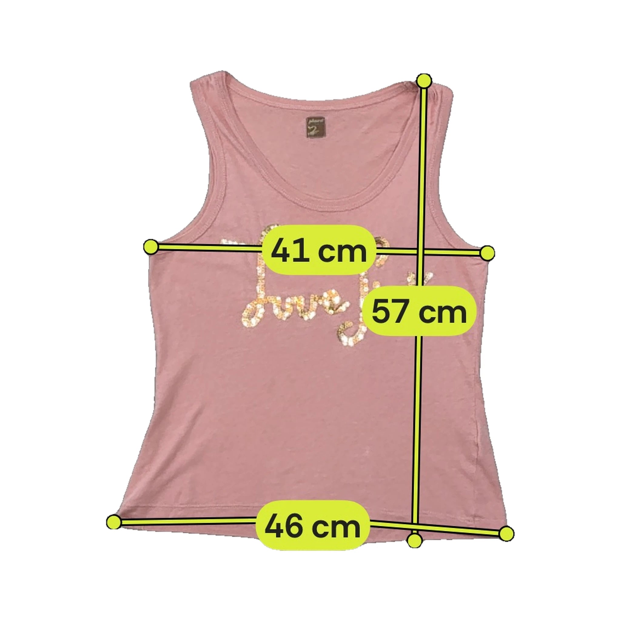 Top de alças Phard em algodão com Lantejoulas e Slogan