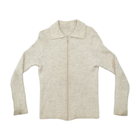 Rib Knit Zip-Up Collared Sweater