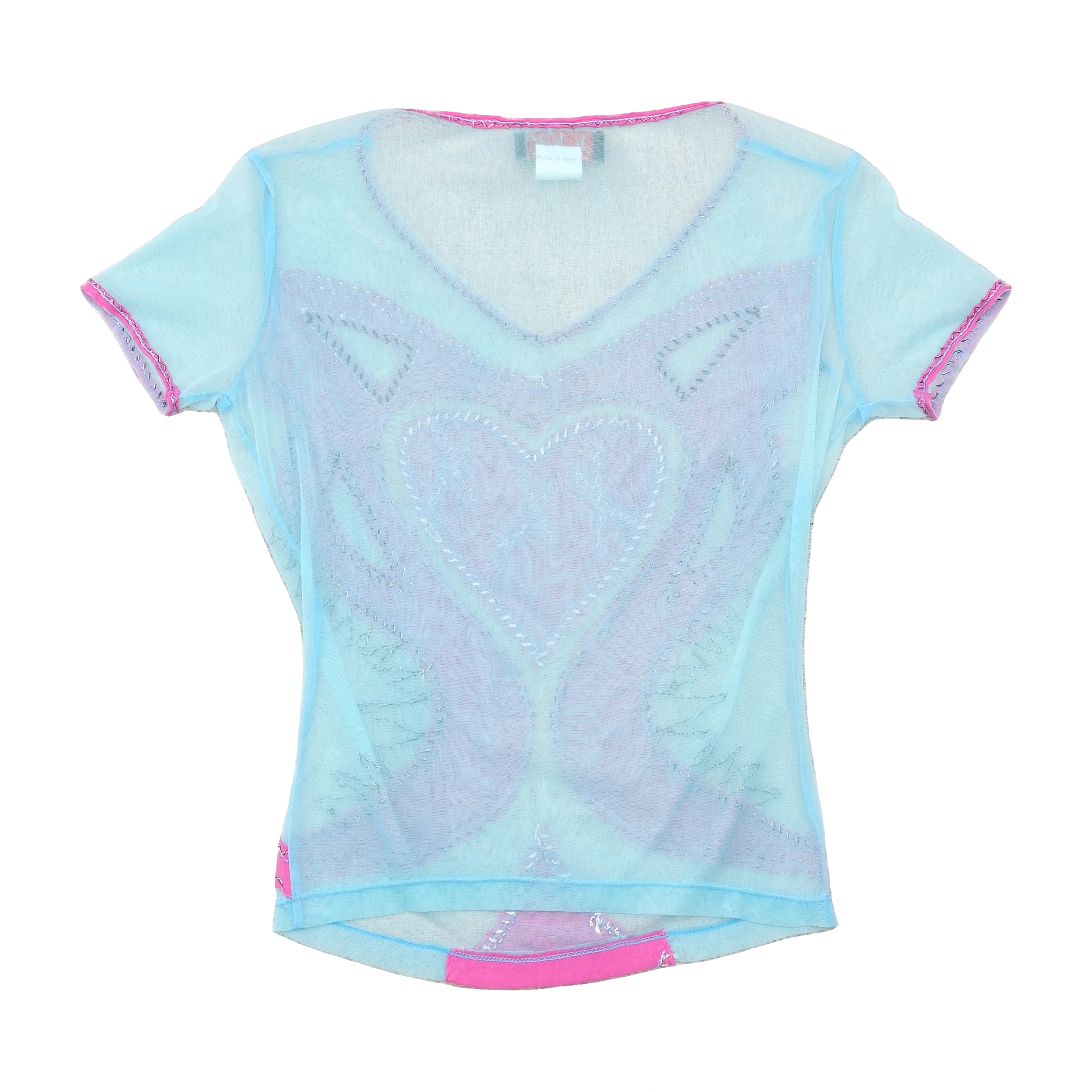 Kisses XXX Sheer Mesh Appliqué Heart T-shirt