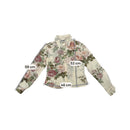 Sheer Beige Rose Print Button-Up Blouse