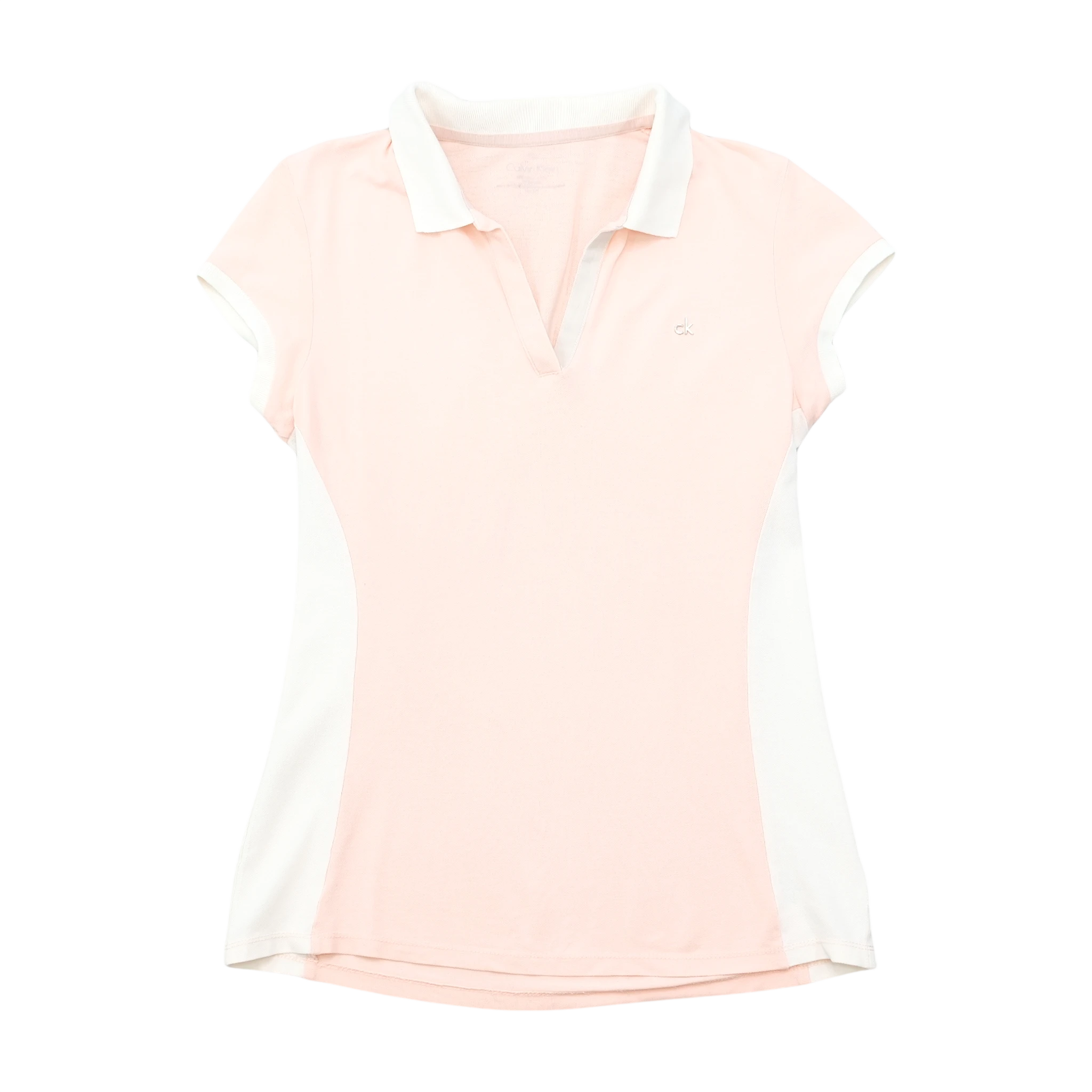 Calvin Klein Pink and White Cotton Stretch Polo Shirt
