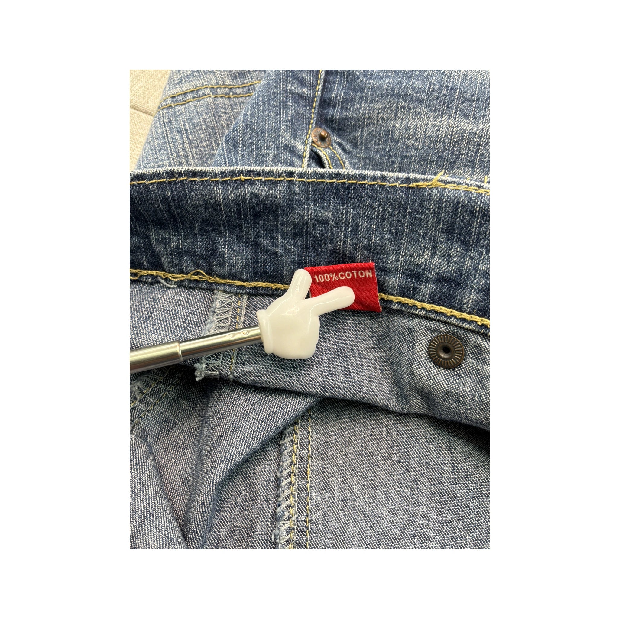 Red Planet Panelled Medium Wash Cotton Denim Utility Skirt