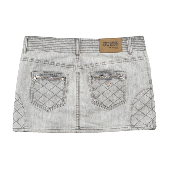 GUESS Quilted Zip Detail Denim Mini Skirt