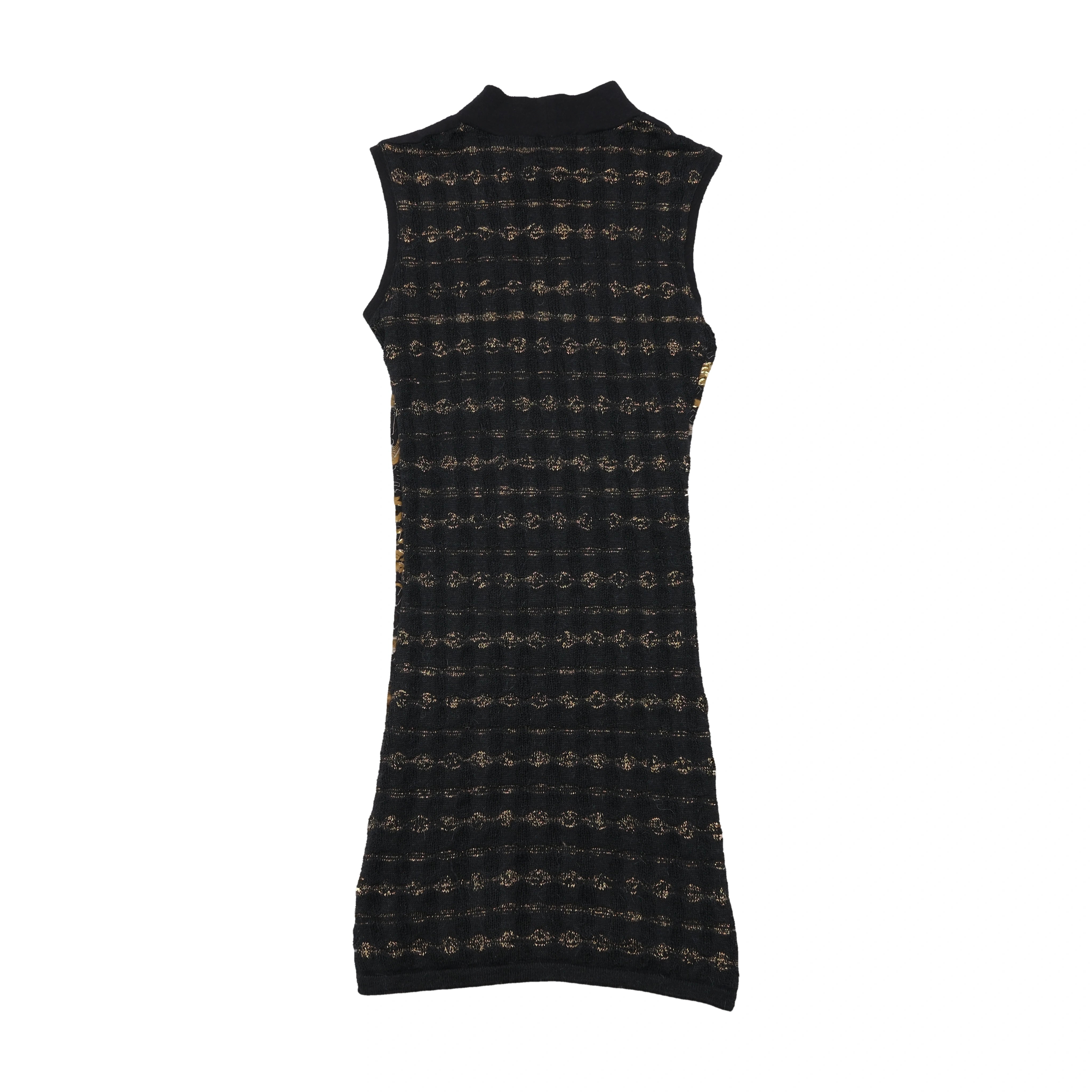 Custo Barcelona Metallic Phoenix Print Sleeveless Mock Neck Dress