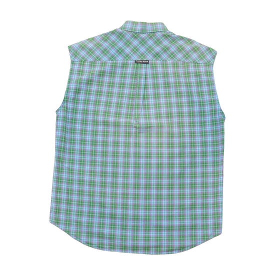 Think Pink Vintage Plaid Sleeveless Cotton Shirt