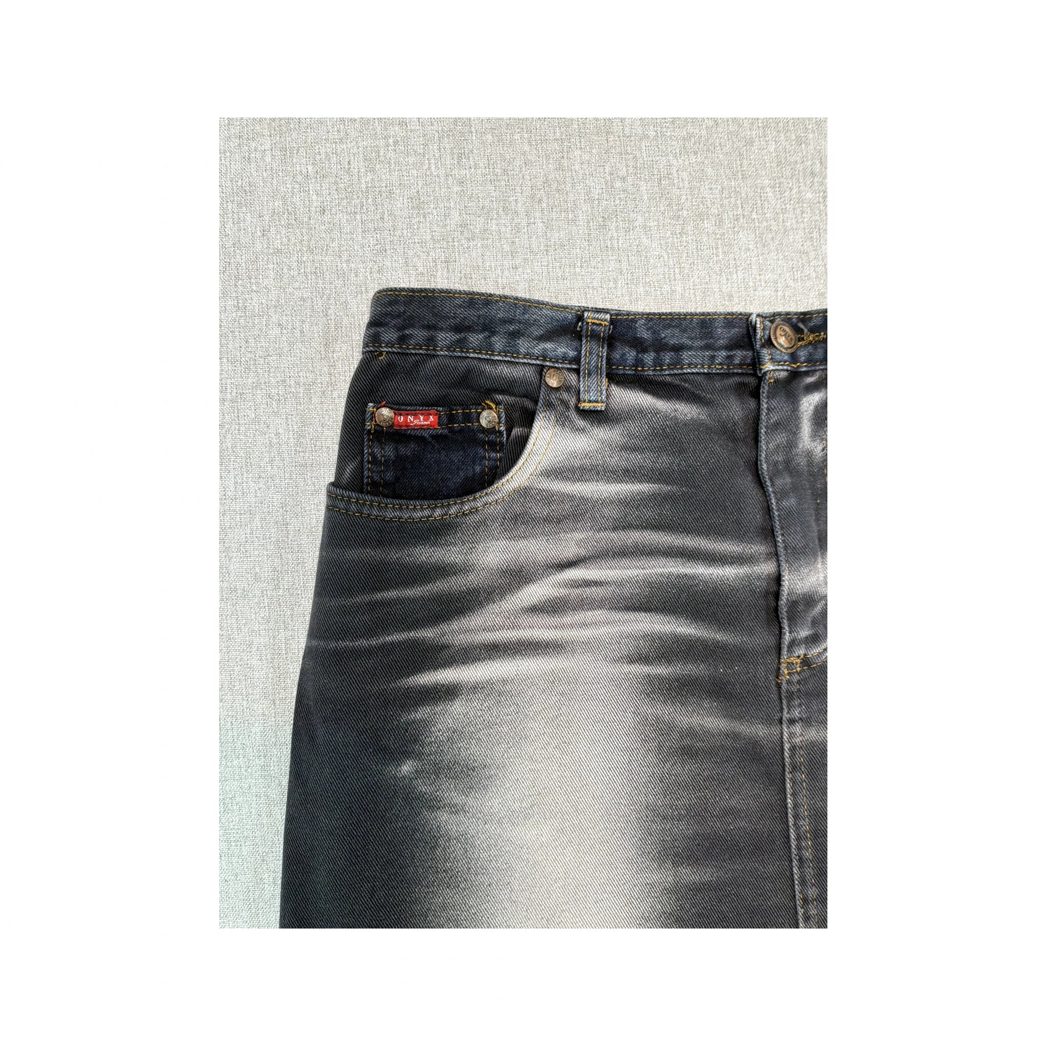 Onyx Jeans Vintage Y2K Faded Spray Bleach Contrast Panel Cotton Denim Skirt