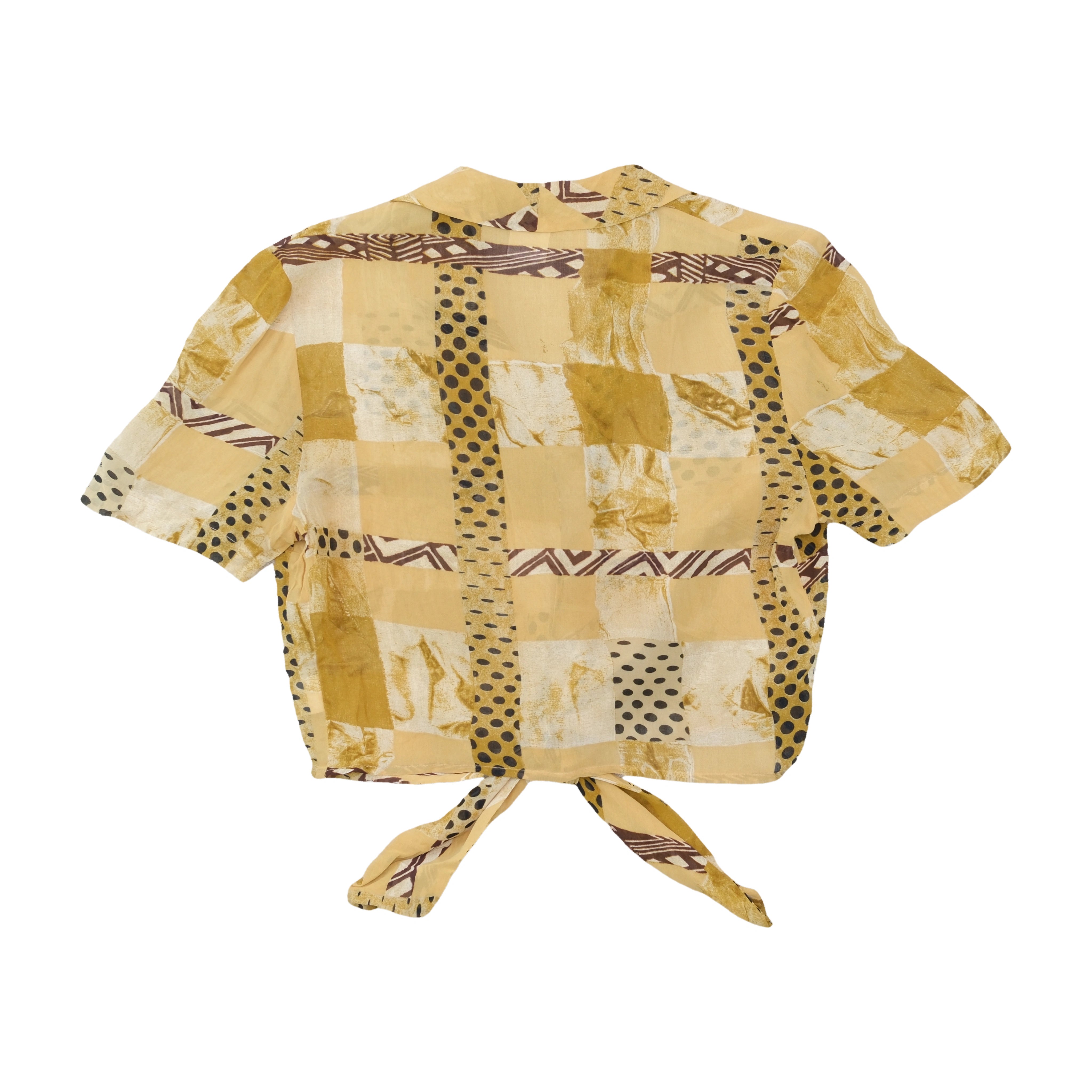 b previousti Patchwork Print Button Up Shirt