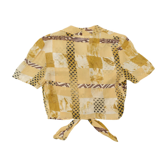 b previousti Patchwork Print Button Up Shirt