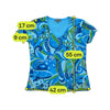 Pure System Blue Green Psychedelic Floral Mesh Blouse