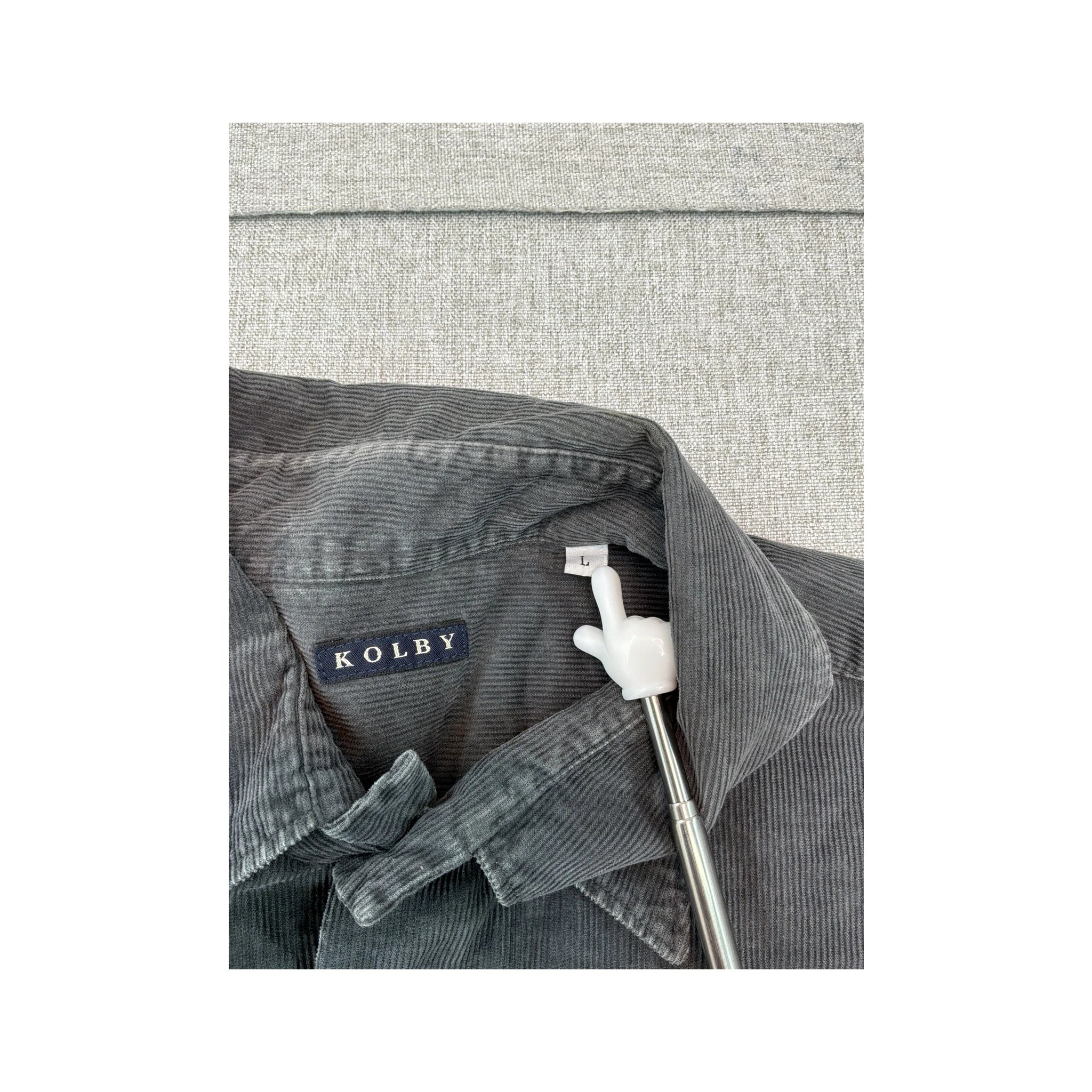 Kolby Gray Cotton Corduroy Button Up Shirt
