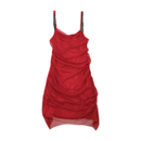 Red Ruched Mesh Spaghetti Strap Mini Dress
