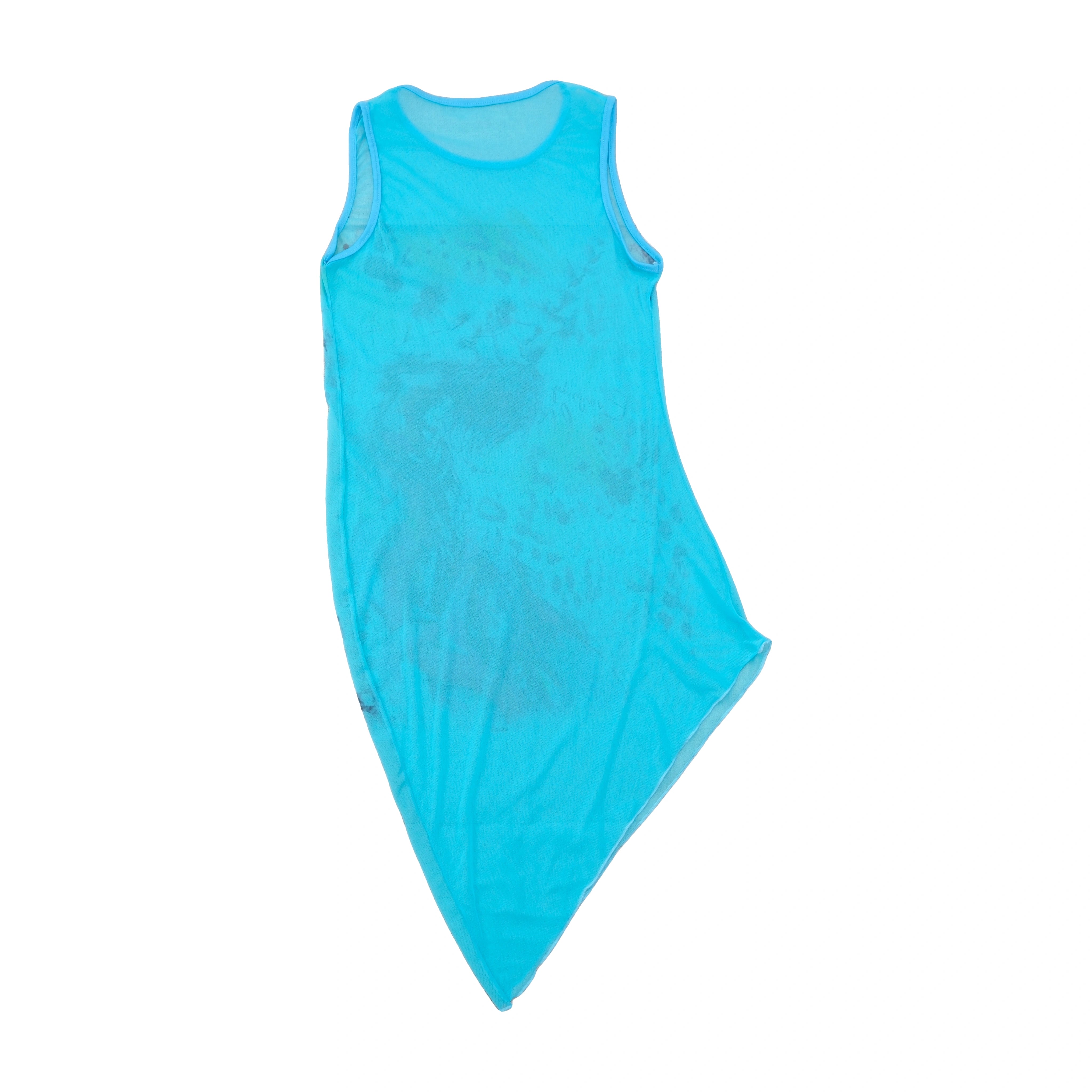 Abstract Graphic Asymmetric Mesh Dress