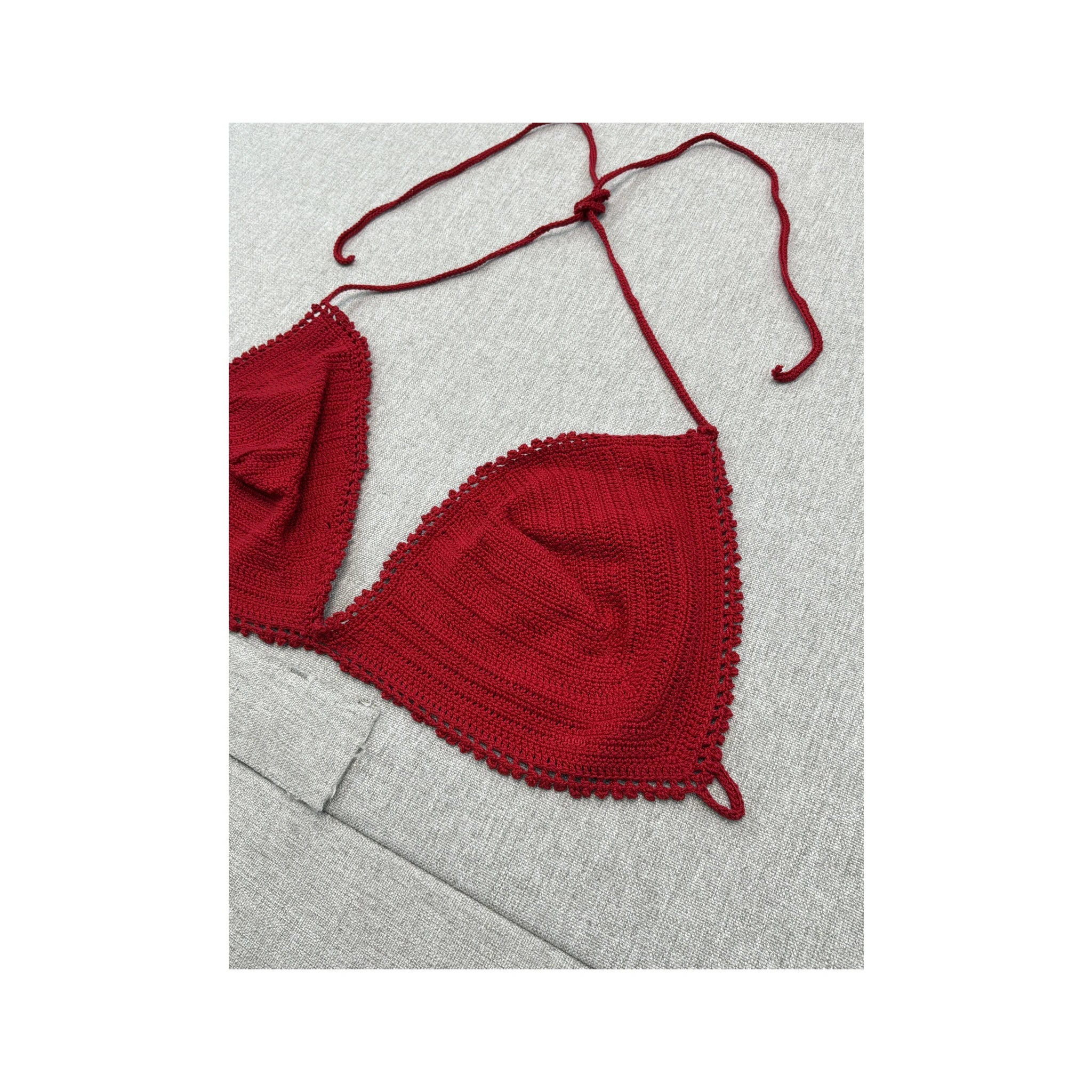 Hand Crocheted Halter Triangle Knit Top