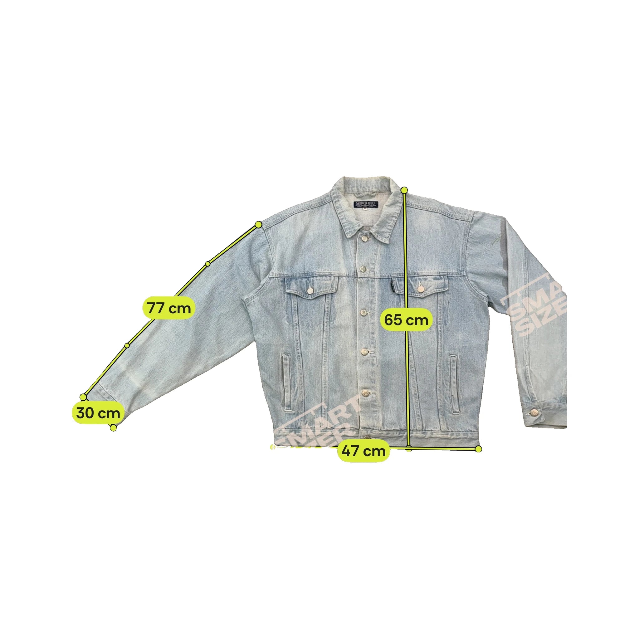 WORK OUT Vintage Light Wash Cotton Denim Trucker Jacket