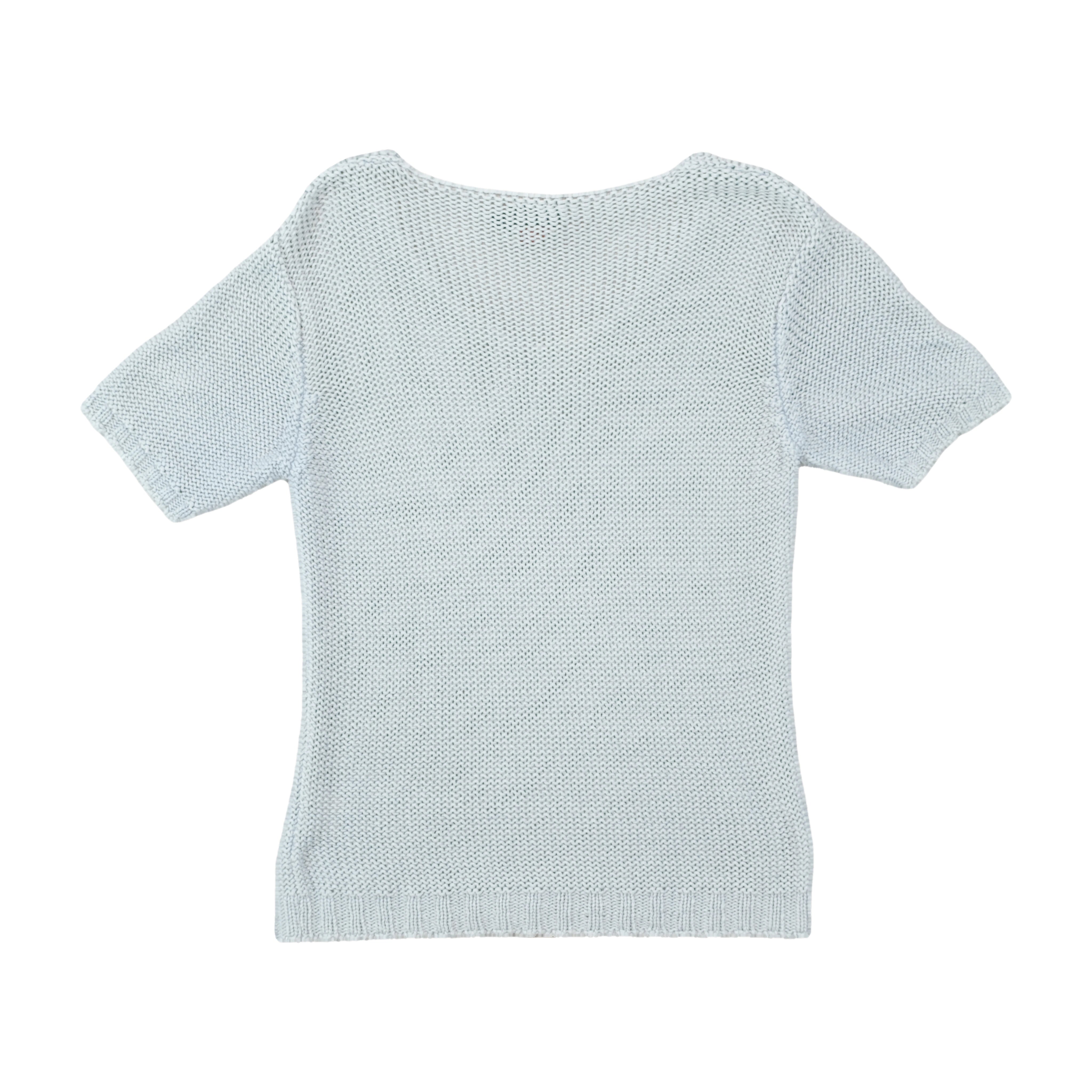 Conte of Florence V-Neck Short Sleeve Knit Sweater