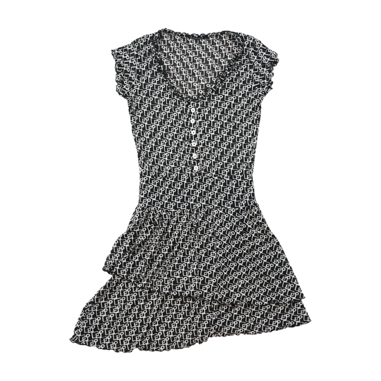 Mini vestido Evasê Blasting com estampado geométrico a preto e branco