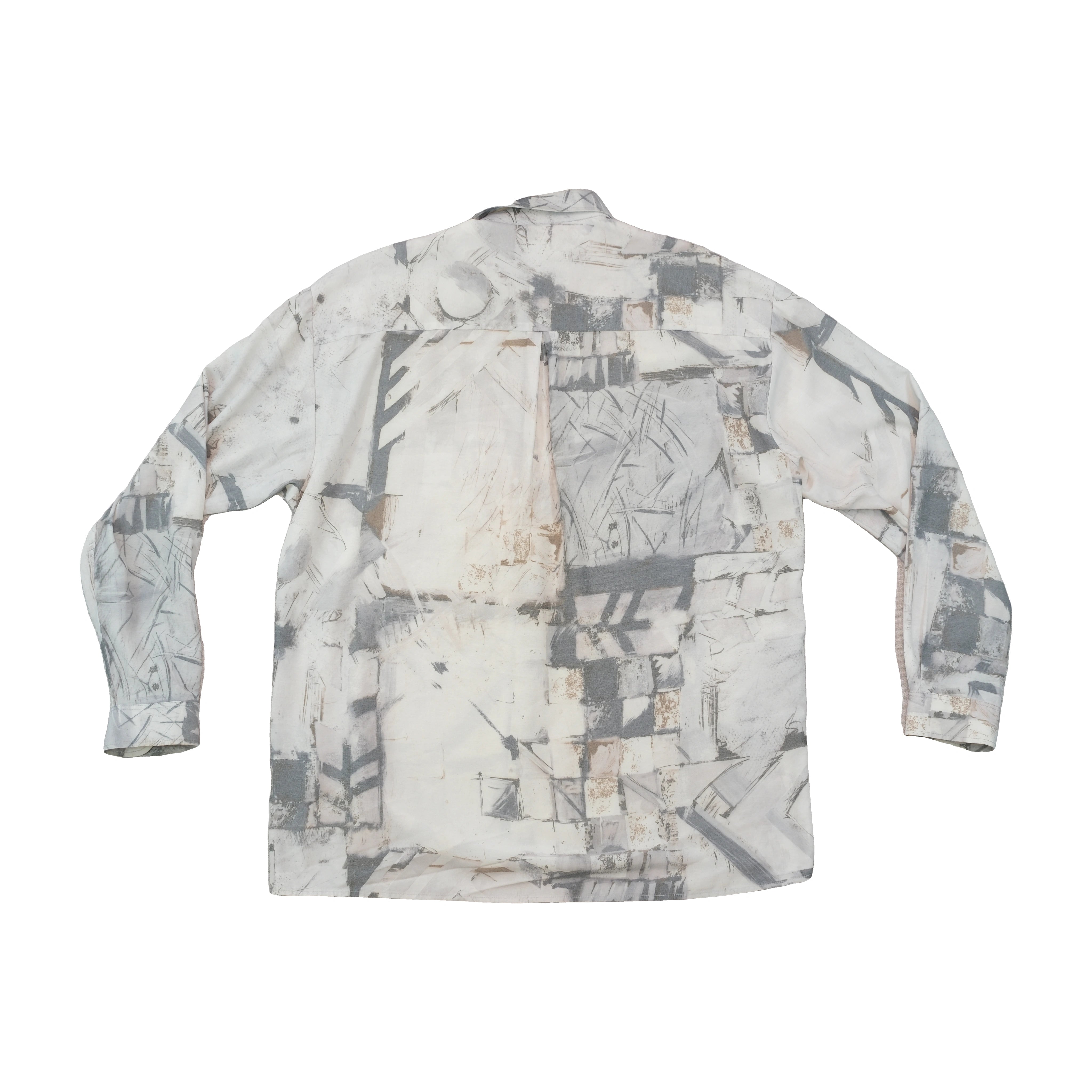 Vintage Abstract Geometric Print Button Up Shirt