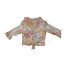 Blusa Transparente Sonia Fortuna floral com Folhos à Frente