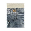 Miss Sixty Denim Mini Skirt with Flap Pockets and Clover Appliqué