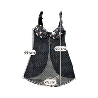 Enrico Coveri Black Sheer Polka Dot Mesh Lingerie Slip Dress