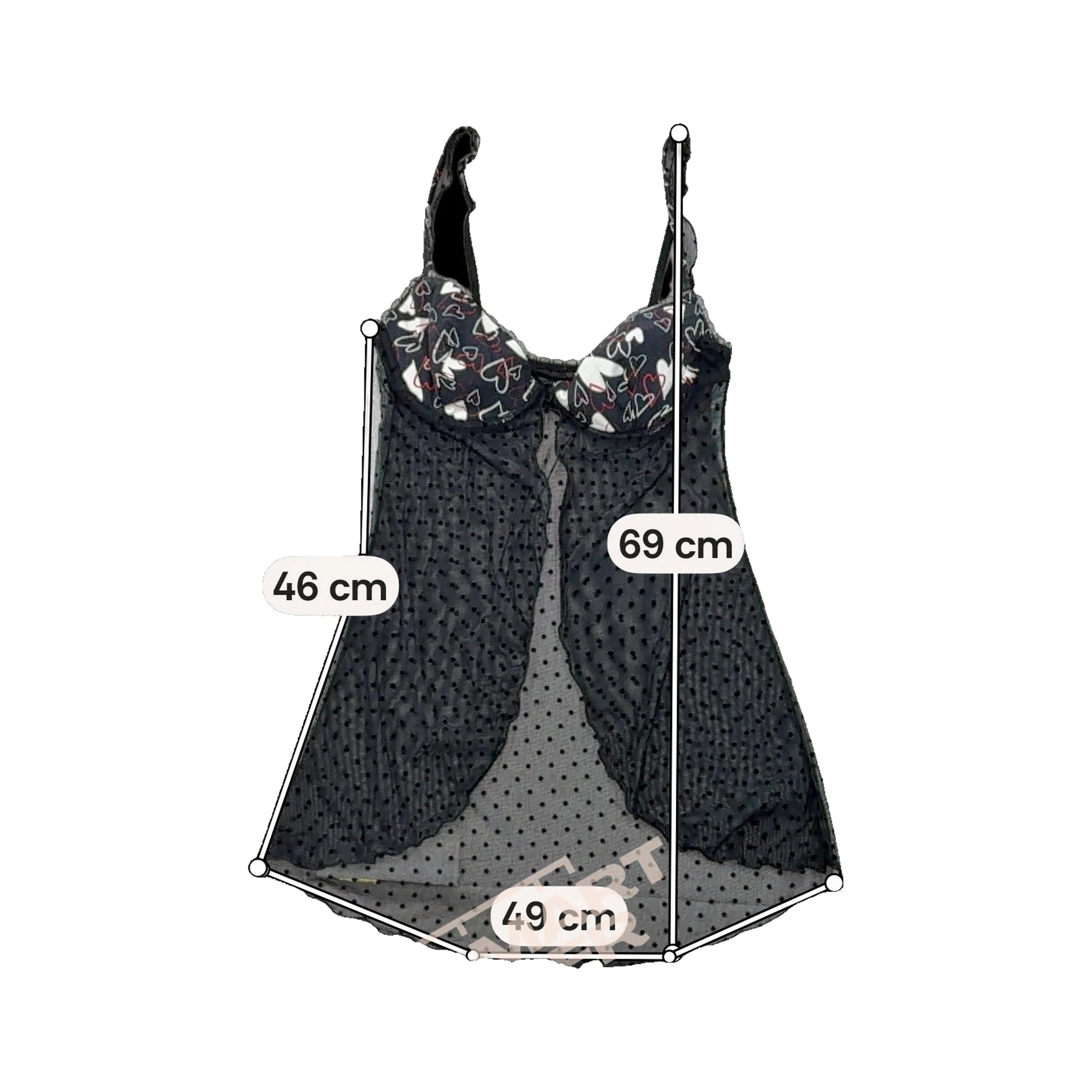 Enrico Coveri Black Sheer Polka Dot Mesh Lingerie Slip Dress