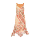 Paisley Floral Print Asymmetrical Handkerchief Hem Chiffon Maxi Dress