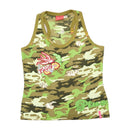 Plus Minus Camouflage Embroidered Sequin Cotton Tank Top