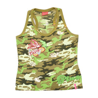 Plus Minus Camouflage Embroidered Sequin Cotton Tank Top