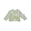 White & Lime Green Polka Dot Tie-Front Ruffle Collar Blouse