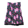 Multicolor Polka Dot and Pink Floral Paneled Flowy Midi Skirt