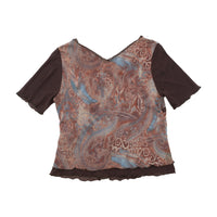 Y2K Sheer Floral Paisley Tie Front Mesh Blouse (Repriced)