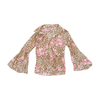 Blusa vintage de Manga de Sino com Folhos e estampado de Leopardo e rosas