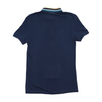 Lacoste Slim Fit Navy Striped Collar Cotton Polo Shirt